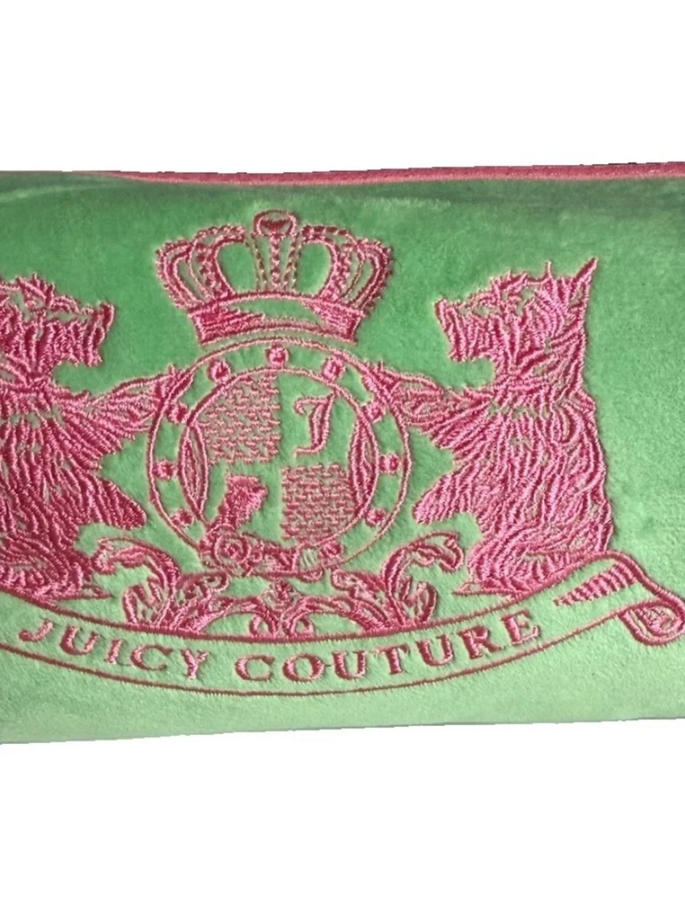 Juicy Couture Retro Green Pink Scottie Dog Barrel Crossbody Bag Charm Set 2pc